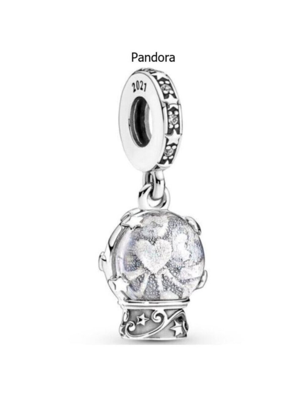 Pandora 925 Sterling Silver Snow Globe Angel Dangle Pendant Charm